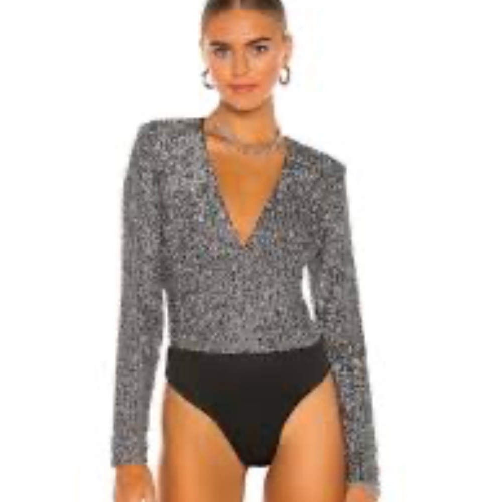 Bardot Black and Silver Women's Sweater bodysuit